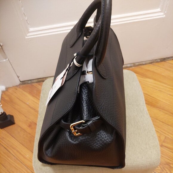 DIVINA FIRENZE Black All Leather Gusset Crossbody Satchel Bag NWT - Picture 1 of 10